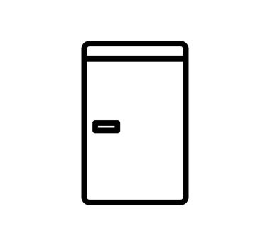 Buzdolabının minimalist taslağı temiz çizgiler ve modern tasarım sergiliyor. Çeşitli projelerde mutfak temaları veya ev aletleri çizimleri için ideal.