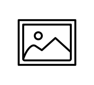 Bu çizgi çizimi, bir resim çerçevesi içinde, dağların tepesinde güneşi gösteren bir manzara görüntüsü içerir. Dekor ya da sanatsal projeler için mükemmel.