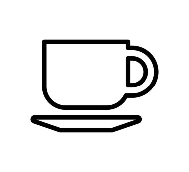 Bir fincan tabağın üzerinde dinlenen bir kahve fincanının minimalist tasviri, basit mutfak tasarımları veya stok görüntülerinde içecek temalarını sergilemek için mükemmel..