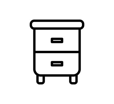 Bu resimde, modern yatak odası dekorasyonu ve depolama çözümleri için mükemmel iki çekmecesi olan minimalist ahşap bir komodin var..