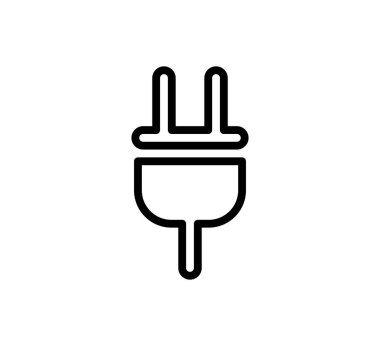 Enerji ve güç kavramlarını temsil eden bir elektrik prizinin minimalist taslağı. Teknoloji, hizmet ve elektrik temalarında kullanım için ideal.