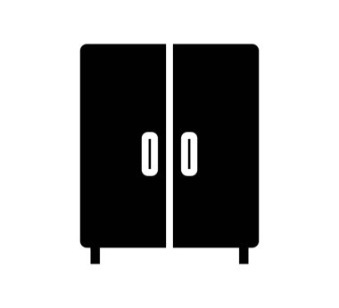 Çeşitli tasarım projeleri için uygun basit ve zarif bir siyah kabine simgesi. Ev geliştirme illüstrasyonları ve iç dekorasyon temaları için ideal.