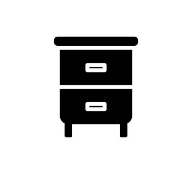 İki depo çekmecesi olan parlak siyah bir komodin. Bu şık mobilya, minimalist tasarımı ve işlevsel depolama seçenekleriyle yatak odası estetiğini artırıyor..