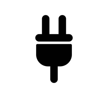 Grafik Tasarımı İçin Siyah Elektrik Eklenti Simgesi Beyaz Arkaplanda İzole Edildi 