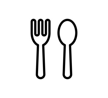Çatal ve kaşığın minimalist tasviri, mutfaklarda, restoranlarda ve yemek servislerinde yemek kavramlarını tasvir etmek için mükemmel..
