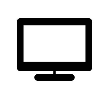 Beyaz arkaplandaki bu minimalist siyah televizyon simgesi teknolojiyle ilgili projeler, medya temaları ve modern tasarım unsurları için mükemmeldir..