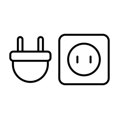 Elektrik prizi ve soketinin minimalist çizimi, temiz ve basit bir tasarım sergiliyor. Teknoloji ve güçle ilgili konular için mükemmel.