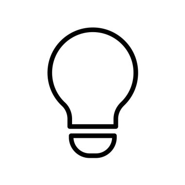 Yaratıcılığı ve yenilikçi fikirleri temsil eden basit minimalist ampul simgesi. Tasarım projelerinde veya standalon grafik ögesi olarak kullanmak için ideal.