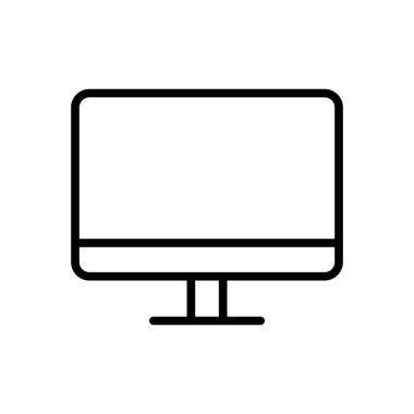 Dijital tasarım projeleri, web geliştirme ve teknolojiyle ilgili temalar için uygun basit ve şık bilgisayar izleme simgesi. Minimalist estetik için ideal..