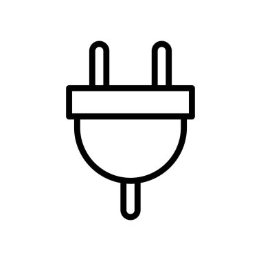 Beyaz arkaplandaki bir elektrik prizi simgesinin basit taslağı, çeşitli projelerde elektrik ve teknolojiyle ilgili kavramları göstermek için idealdir..