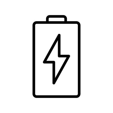 Bu görüntü enerji ve güç kavramlarını temsil eden şarj sembollü basit bir pil simgesini içerir. Teknoloji ve sürdürülebilirlik temaları için ideal.