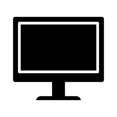 Dijital projeler için tasarlanmış boş ekranlı bir bilgisayar monitörünün siyah silüeti. Teknoloji kavramları ve çalışma ortamı için ideal.