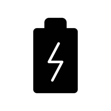 Bu siyah simge, enerji ve güç kavramlarını sembolize eden bir aküyü simgeliyor. Teknoloji ve elektrik içeren tasarım projeleri için ideal.