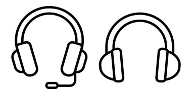 Bu resim iki farklı kulaklık tasarımı sergiliyor, biri mikrofon, diğeri ise ses teknolojisi ve çok yönlülüğü ön plana çıkarıyor..