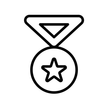 Başarı ve mükemmelliği temsil eden ikonik bir madalyanın minimalist bir çizimi. Ödüller ve tanıma temaları için ideal.