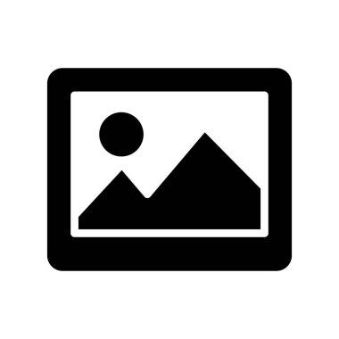 Güneşli sakin bir dağ manzarasını tasvir eden minimalist siyah ve beyaz bir çizim. Doğa, seyahat veya tasarım ile ilgili projeler için ideal.