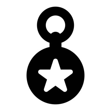 Bu siyah ve beyaz simge merkezinde bir yıldız sembolü olan yuvarlak bir kolyeye sahiptir, çeşitli projelerde eşsiz tasarımlar ve modern estetiği vurgulamak için mükemmeldir..