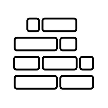 Bu resim, yapısal temalar, tasarım projeleri ve mimari tasvirler için mükemmel, istiflenmiş bir düzenleme içindeki dikdörtgen tuğlaların basit bir taslağını içerir..