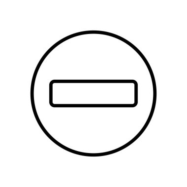 Bir minimalist çember simgesi yatay bir çizgi çiziyor, olumsuzluğu ya da yasağı temsil ediyor. Grafik tasarım projeleri ve dijital arayüzler için ideal.