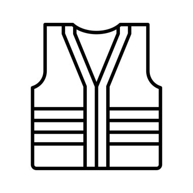 Dikey ve yatay çizgileri olan basit bir güvenlik yeleği tasarımı. İş ortamlarında veya açık hava faaliyetlerinde güvenlik ve koruma temaları için idealdir.