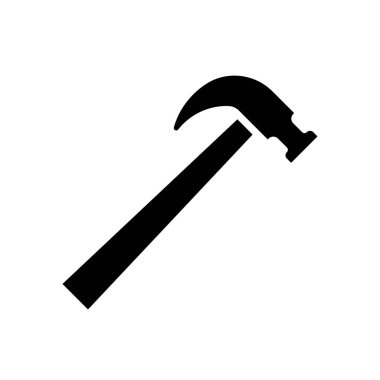 Minimalist siyah beyaz çekiç simgesi. Yapım ve onarım temaları için mükemmel. Grafik projeleri, web tasarımı ve DIY içeriği için ideal.