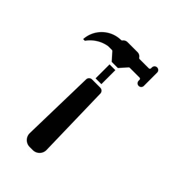 Basit bir siyah beyaz çekiç simgesi, yapım, onarım veya DIY projelerini temsil etmek için mükemmel, tasarımda kullanışlılığı vurguluyor.