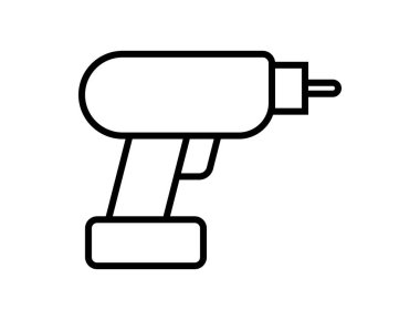 Kablosuz bir matkabın minimalist çizgisi çizimi. İnşaat ve DIY projeleriniz için mükemmel. Modern bir estetik tasarım için ideal..