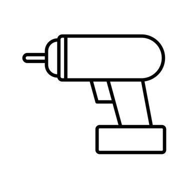 Bu illüstrasyon bir elektrikli tornavida aracının basit bir çizgi sanat tasarımını içerir. İnşaat, onarım ve bakımla ilgili çeşitli projeler için uygundur..