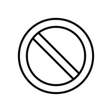 Temiz ve minimalist, dairesel şekli ve diyagonal çizgisi olan giriş işareti olmayan bir simge. Güvenlik iletişimi ve işaret için mükemmel..