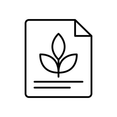 Bu minimalist çizgi sanat illüstrasyonunda bir kağıt döküman üzerinde, çevre dostu tasarımlar ve doğa temalı projeler için mükemmel bir yaprak var..