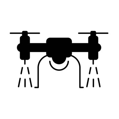 Sprey başlıklı bir dron silueti, modern tarım ve hassas tarım uygulamaları için idealdir. Tarımsal teknolojiyi sergilemek için mükemmel..