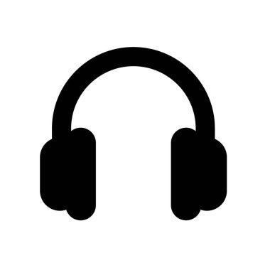 Bu simge, temiz beyaz arkaplan üzerine kurulmuş basit bir siyah kulaklık tasarımı içerir. Müzik, ses veya teknoloji temalarını temsil etmek için mükemmel.