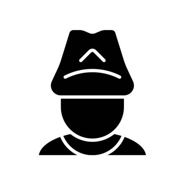 Bu illüstrasyonda geleneksel bir şapka ve gömlek giyen, kültürel kimlik ve stili simgeleyen basit, sanatsal bir tasarım sergileyen bir kişinin silueti yer alıyor..