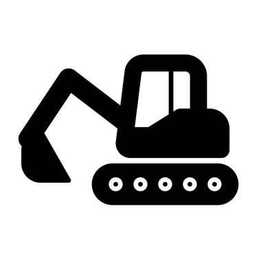 Endüstri ile ilgili projeler ve illüstrasyonlar için mükemmel, güçlü tasarım ve inşaat yeteneklerini sergileyen bir kazı makinesinin parlak siyah silüeti..