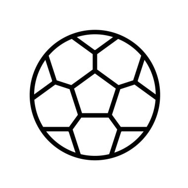 Bu resim klasik bir futbol topu tasarımının basit bir siyah-beyaz çizimini içerir. Futbol ve oyunla ilgili spor temalı projeler, reklamlar veya grafikler için ideal.