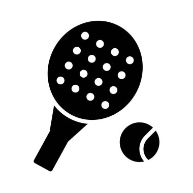 Minimalist tasarım bir raket ve top içerir, eğlenceli spor aktivitelerini, fitness bağlılığını veya eğlence temalarını temsil etmek için mükemmeldir..