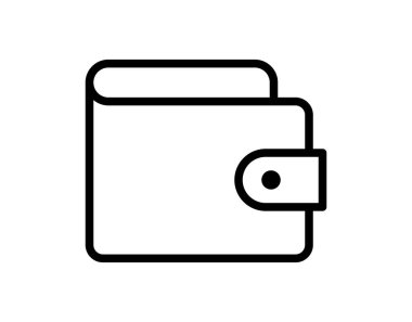 Bir cüzdanın düğmenin kapanmasını gösteren basit bir taslak tasviri. Finansla ilgili temalar, minimalist tasarım ve yaşam tarzı markalaşması için ideal.