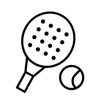 Bu resimde raket sporlarını temsil eden bir kürek ve bir top yer alıyor. Fitness, açık hava aktiviteleri ve eğlence eğlencesi için ideal.