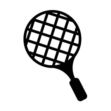 Bu resimde, şebeke desenli basit bir siyah tenis raketi sergileniyor. Sporla ilgili projeler ya da spor temaları için mükemmel, aktif yaşam özünü yakalamak.