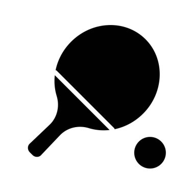 Bu siyah ve beyaz ikon, sporla ilgili tasarımlar için mükemmel bir masa tenisi raketi ve topuna sahip. Oyunda hareket ve enerji yakalar..