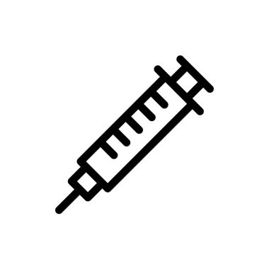Sağlık hizmetleri ve tıbbi uygulamalar için ideal bir minimalist şırınga ikonu. Bu basit tasarım tıp, enjeksiyon ve sağlık hizmetleriyle ilgili konuları göstermek için mükemmeldir..