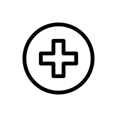 Bu resim, çeşitli tasarım uygulamaları için mükemmel dairesel bir hatlar içinde basit bir artı sembolü içerir. Dijital veya yazdırma kullanımı için ideal.