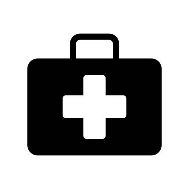 İlk yardım çantasının bu siyah simgesi sağlık ve acil servisleri temsil ediyor. Çeşitli durumlar için tıbbi bakım ve güvenlik gereksinimlerini sembolize eder..