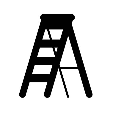 Bu resim, inşaat veya ev onarım temaları için ideal, çeşitli projelerde kullanım ve güvenliği vurgulayan katlama merdiveni siyah bir siluetini içerir..