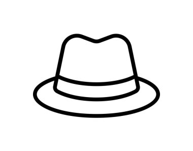 Klasik bir fötr şapkanın temiz ve şık bir grafik tasviri. Modayla ilgili projeler için ideal olan bu minimalist tasarım hem gündelik hem de resmi temalara uygun..