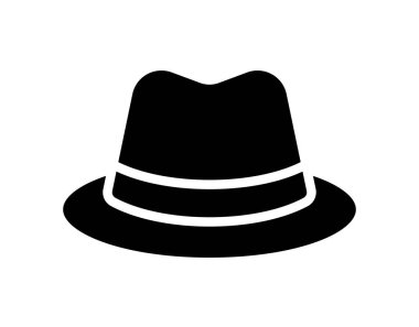 Bu resim klasik siyah fötr şapka siluetini içeriyor, basit zarafetini koyu beyaz bir şeritle gösteriyor. Moda odaklı projeler için ideal.