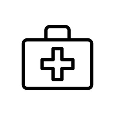 İlk yardım çantasının basit ve temiz bir çizimi, sağlık, acil durum tepkisi ve güvenlikle ilgili tasarım projeleri için mükemmel..