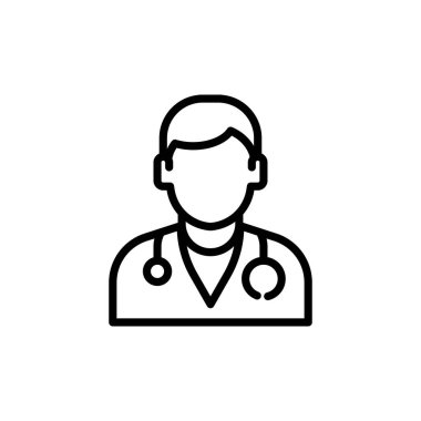 Steteskop takan bir doktorun, tıbbi ortamlarda sağlık ve profesyonelliği sembolize ettiği minimalist bir sanat çizgisi..