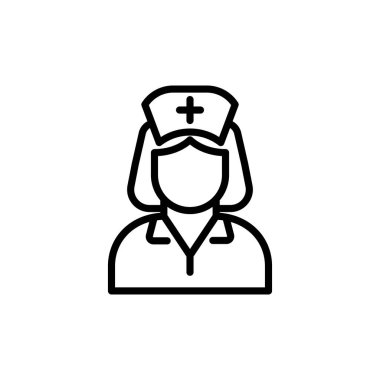 Bu resimde, çeşitli tıbbi ortamlarda sağlık uzmanlarını temsil eden bir hemşire ikonunun basit bir taslağı yer alıyor. Sağlıkla ilgili içerik için ideal.