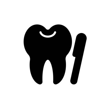 Bu illüstrasyonda diş sağlığı kavramlarını ve hijyen eğitimini temsil etmek için mükemmel bir diş aletinin yanında gülen yüzlü bir arkadaş canlısı diş ikonu yer alıyor..